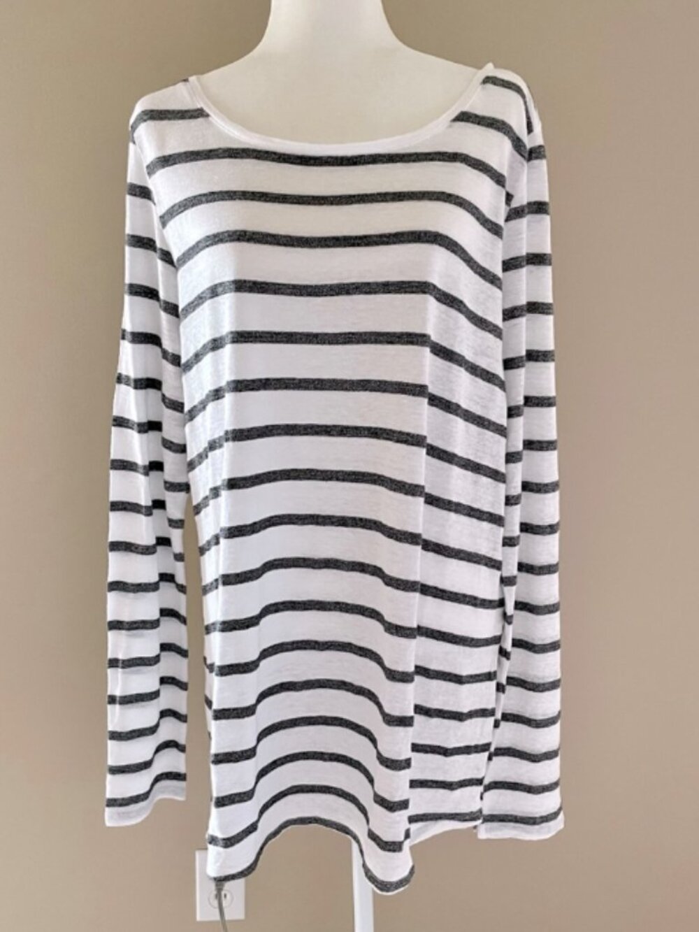 Eileen Fisher Linen Blend Striped Top Tunic -  Large